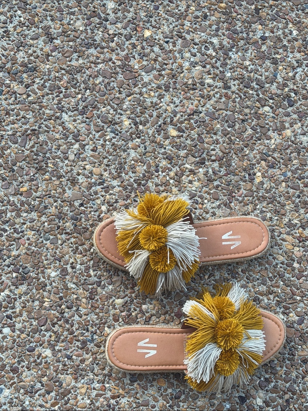 Silvia Cobos Mambo Mustard & Cream Pom Slip-on Sandals - Women - 8